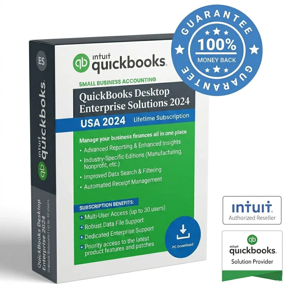 QuickBooks Premier Plus 2024 software box displaying the financial management features for small businesses.